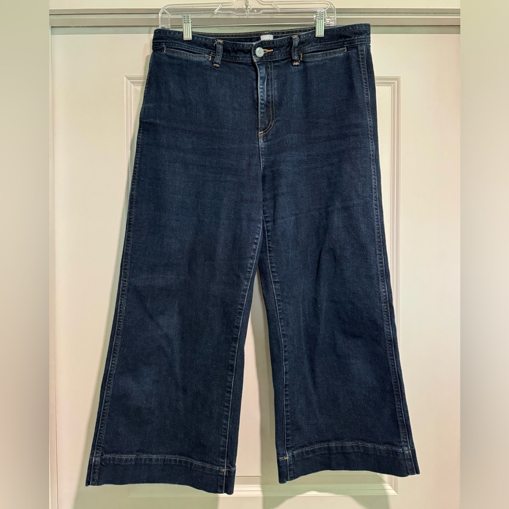 Gap High Waisted Wide Leg Cropped Jeans Size 14